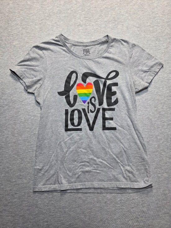 Brisco Tops - "Love is Love" Pride Graphic Tee Gray Size Medium